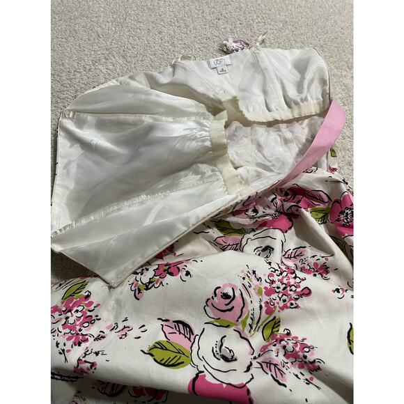 Ann Taylor Loft Floral Dress Womens Sz 10 Removable Straps White Pink *tiny flaw - Picture 8 of 10